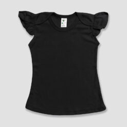 Blank Toddler Girls Flutter Sleeve Shirt - Black - LG3537 - Wholesale Girls T-Shirts & Tops