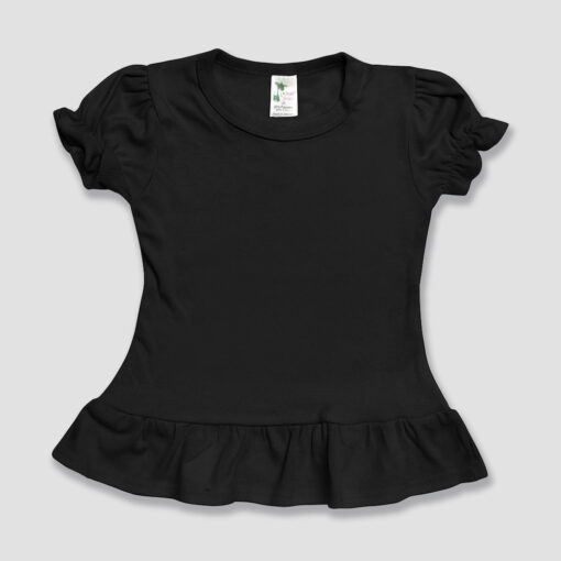 Blank Toddler Girls Ruffle Short Sleeve Shirt - LG3577 - Wholesale Girls T-Shirts & Tops