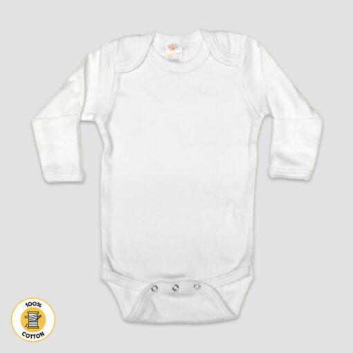 White Infant Bodysuits - 100% Cotton Long Sleeve Baby Bodysuits LG2150W - The Laughing Giraffe®