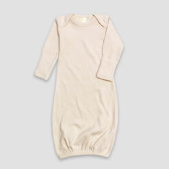 Baby Sleeping Gown With Fold Over Mittens – 100% Cotton Natural - LG2850N - The Laughing Giraffe®