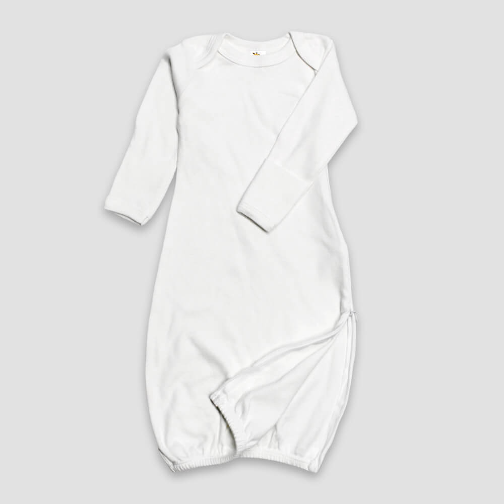 Baby Sleep Gowns with Side Zipper – White – 100% Cotton