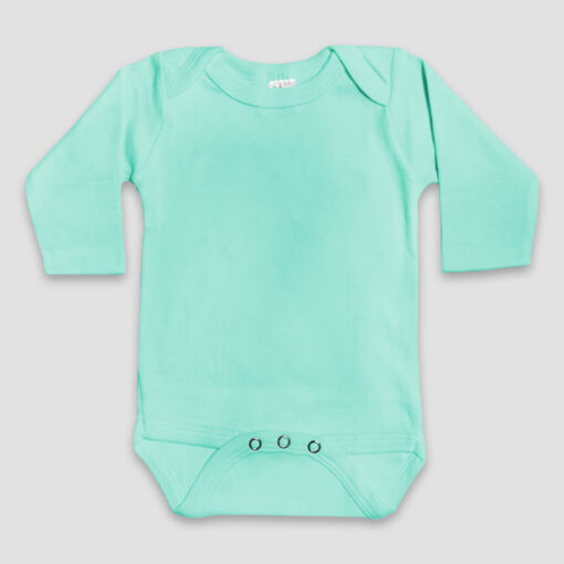 Baby Long Sleeve One Piece Bodysuits – Mint - Polyester Cotton Blend - The Laughing Giraffe®