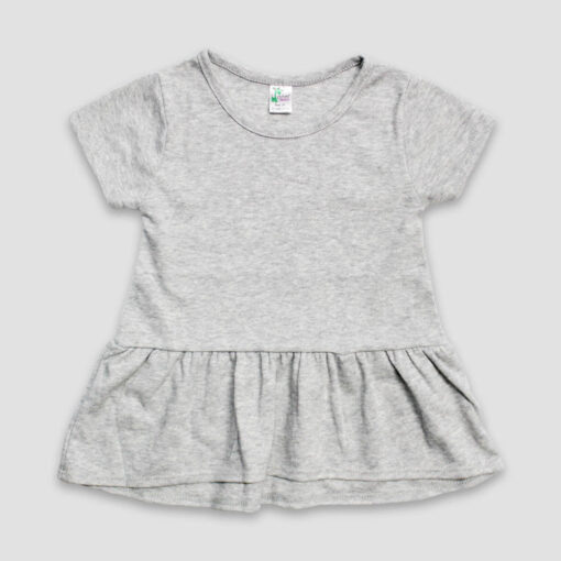 Luxe Toddler Peplum Top – Wholesale Blank T Shirts Heather Gray - LG3585H - The Laughing Giraffe®