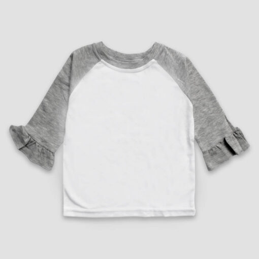 Toddler & Kids Ruffle Raglan Shirt – White/Heather Gray