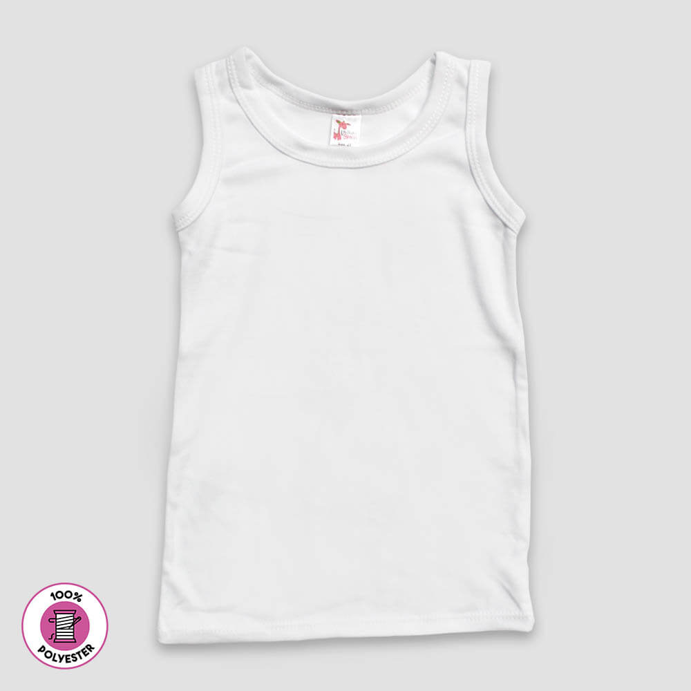 Toddler Tank Tops – White – 100% Polyester