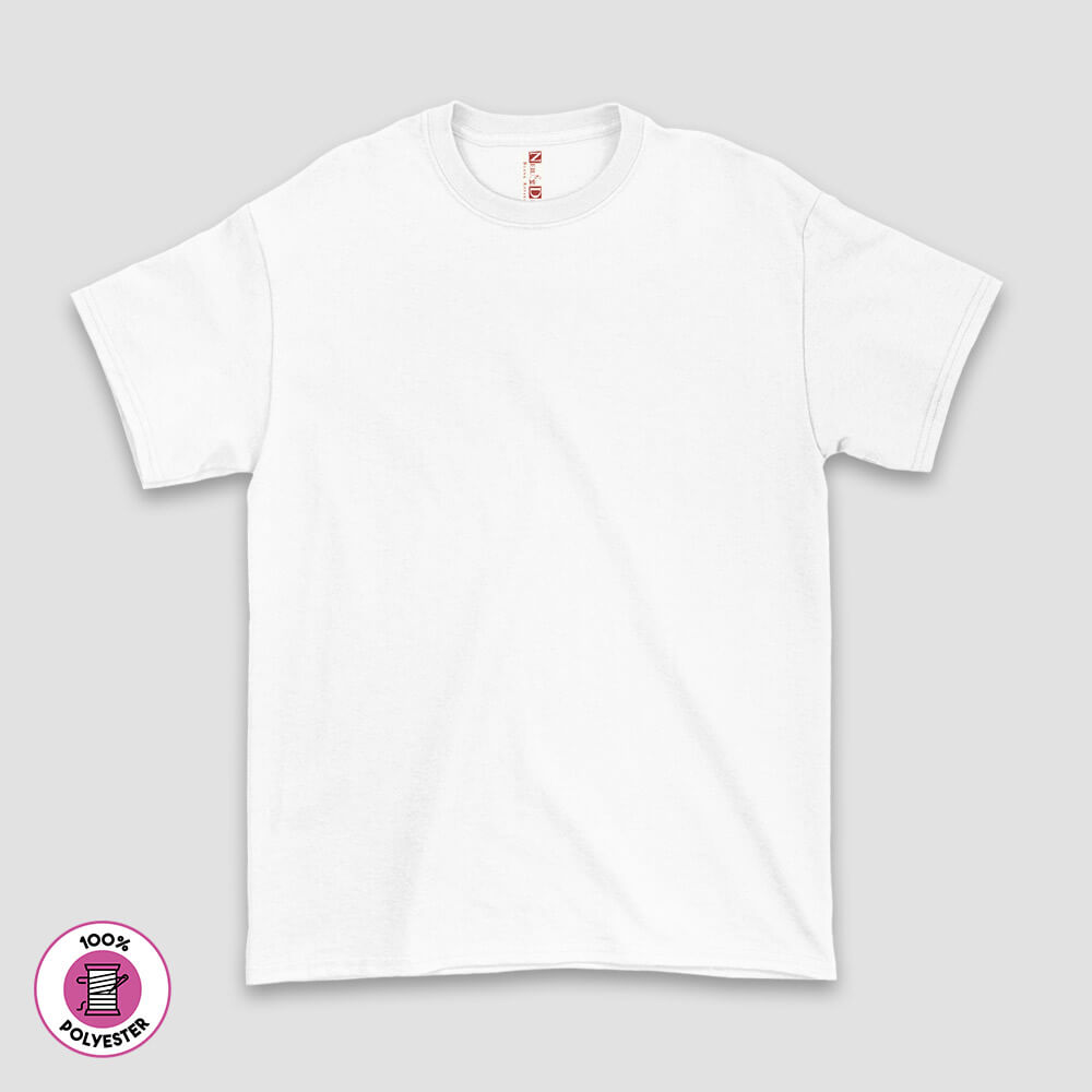 Tee-Shirt 100% polyester col rond Blanc-Taille XL