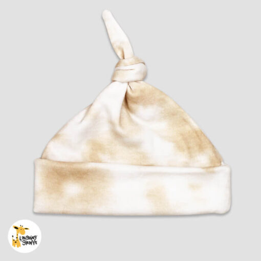 Baby Knotted Beanie Hat – latte – 65% Polyester 35% Cotton - LG3021LT - The Laughing Giraffe®