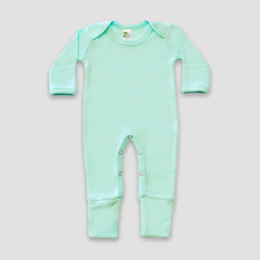 Baby Pajamas With Fold Over Mittens & Footies Mint - LG3403P - The Laughing Giraffe®