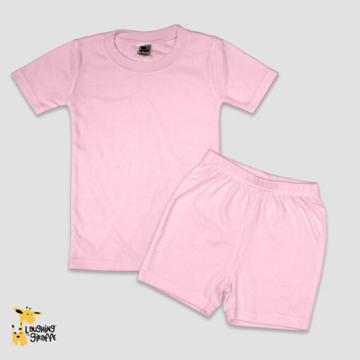 Wholesale Blank T-Shirt and Shorts Sets - Pink - Wholesale Childrens Clothing